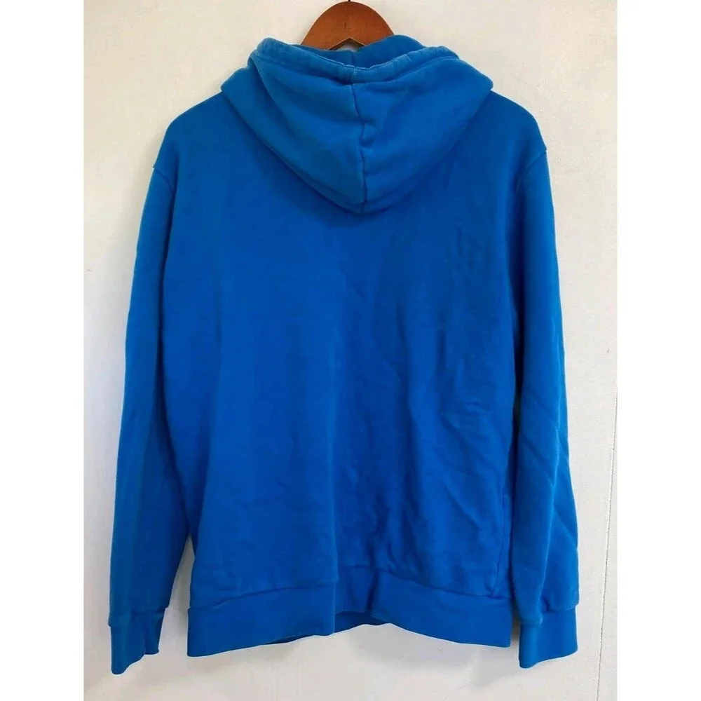 Adidas Hoodie Mens M Blue Pullover Trefoil Logo Athletic Casual